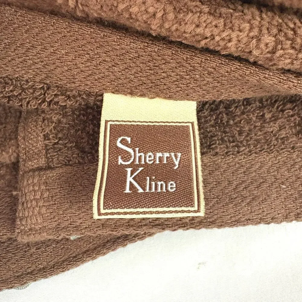 Sherry Kline Brown Bathroom Towel Set Pleated Green Diamonds 4 Pcs
